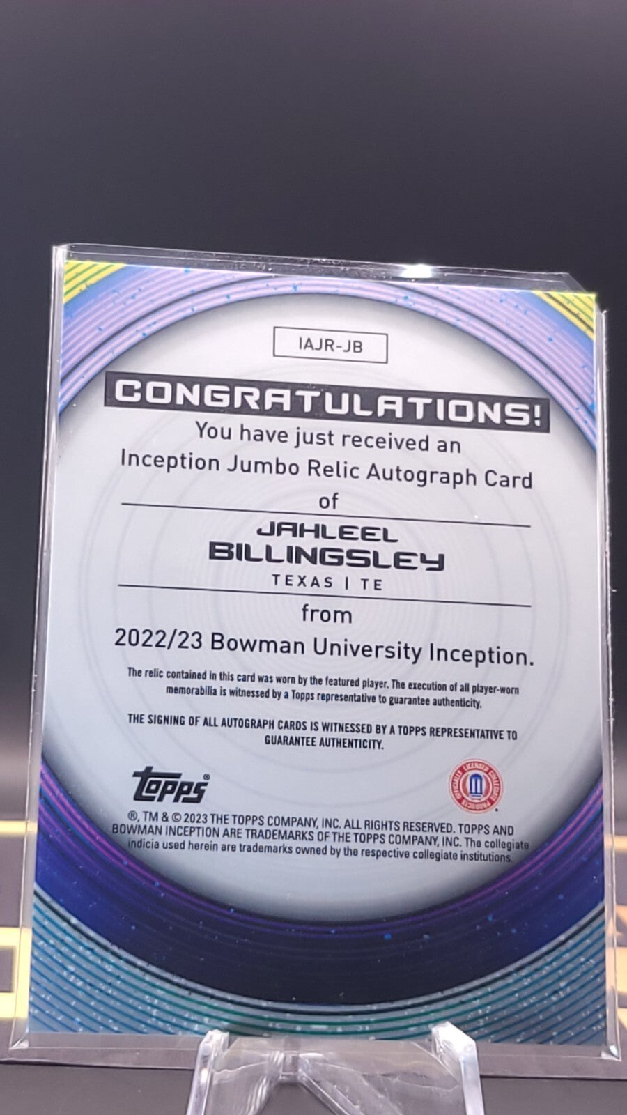 2023 Bowman Inception U Jahleel Billingsley Jumbo Jersey Auto 168/199