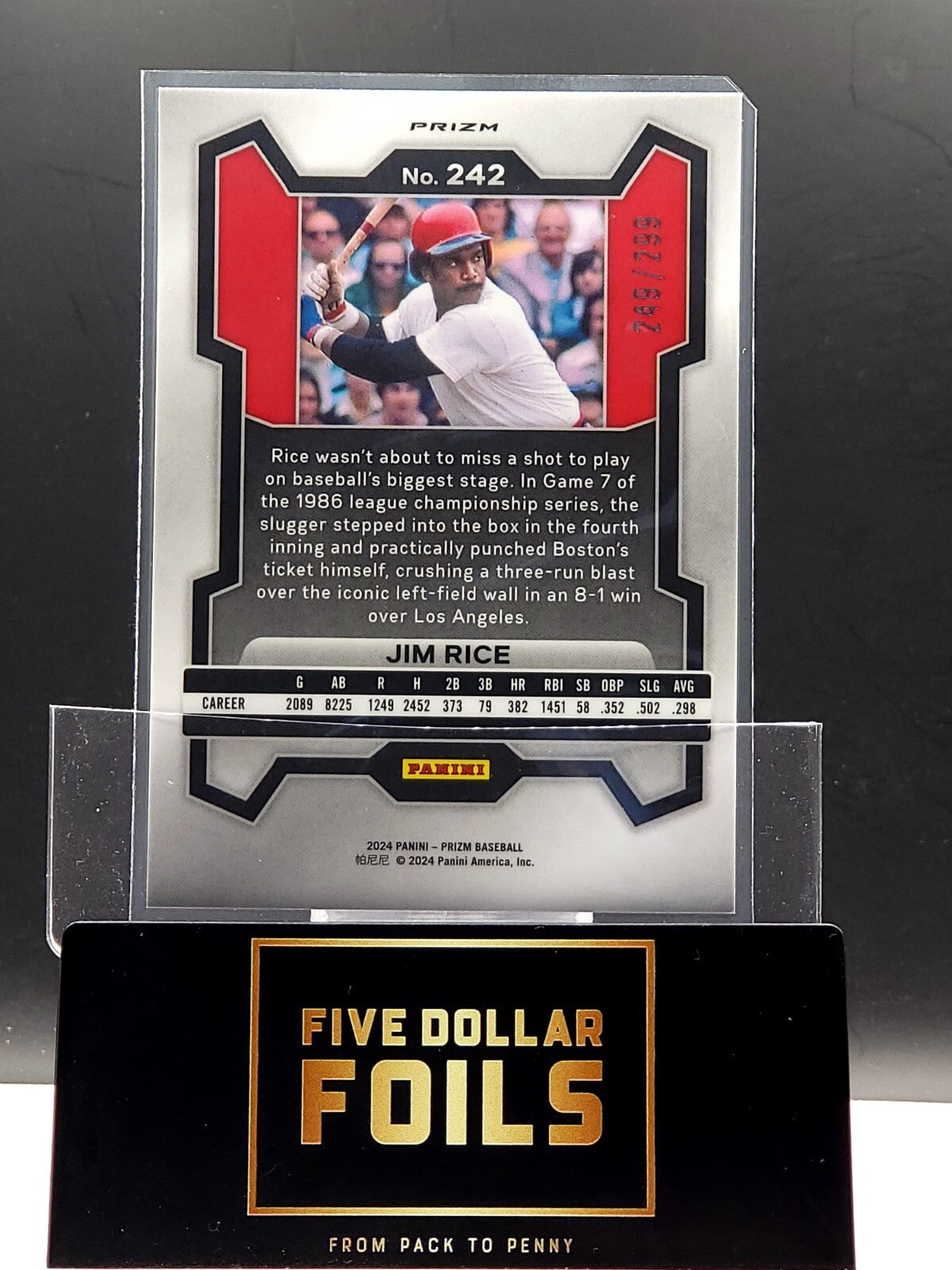 *Free Shipping @ $10* 2024 Panini Prizm #242 Jim Rice Red 249/299