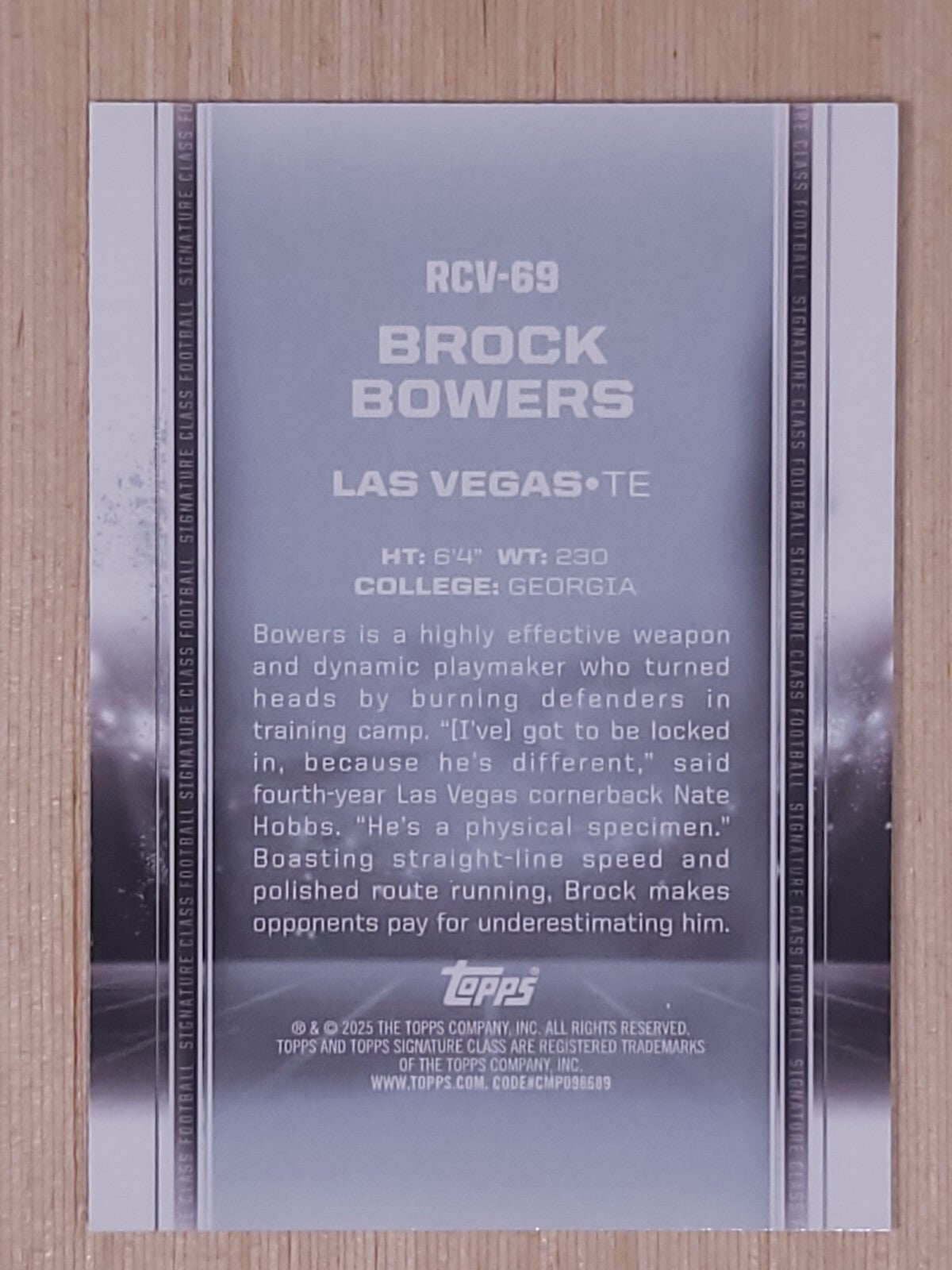 2025 Topps Signature Class Brock Bowers #RCV-69