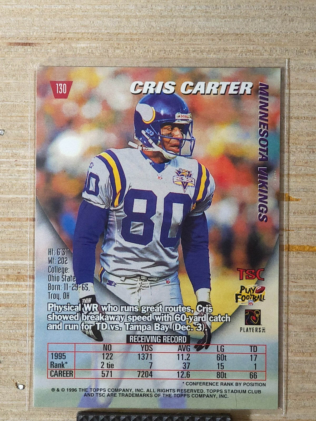 1996 Topps Stadium Club - Cris Carter #130