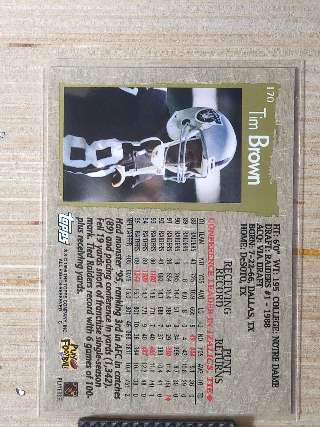 1996 Topps - Tim Brown #170