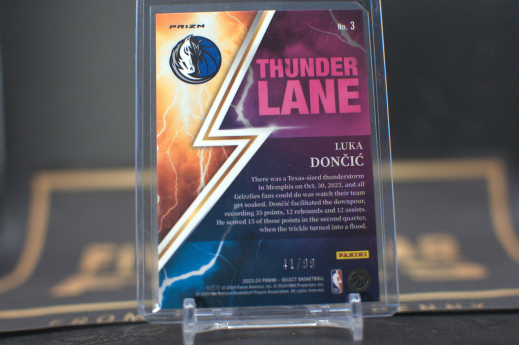 2023-24 Panini Select Thunder Lane Purple Shock Prizm Luka Doncic #3, 41/99