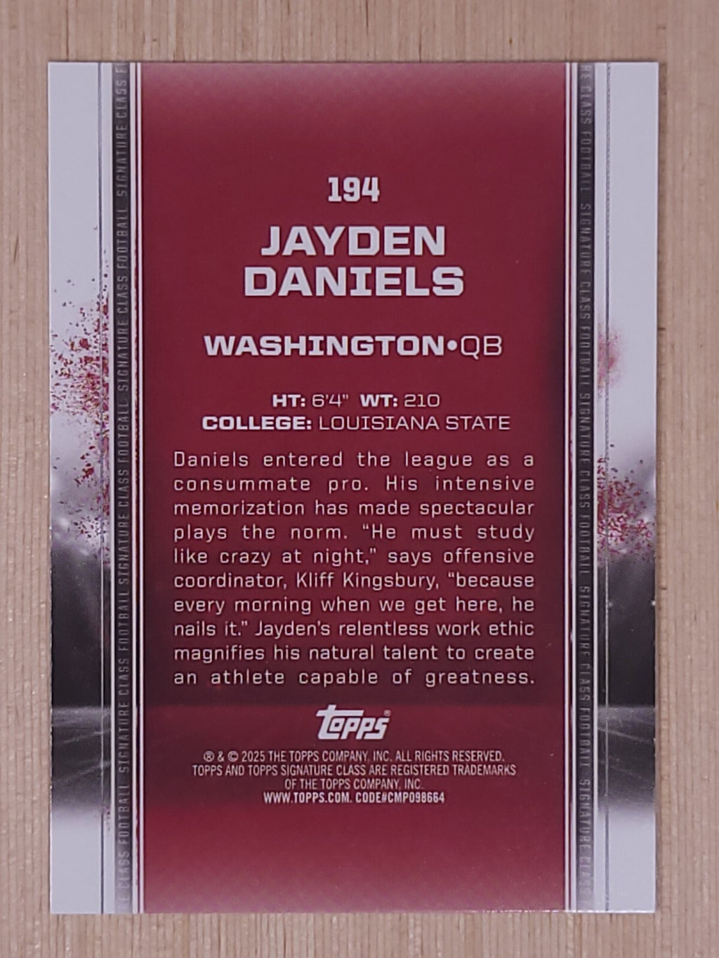 2025 Topps Signature Class #194 Jayden Daniels