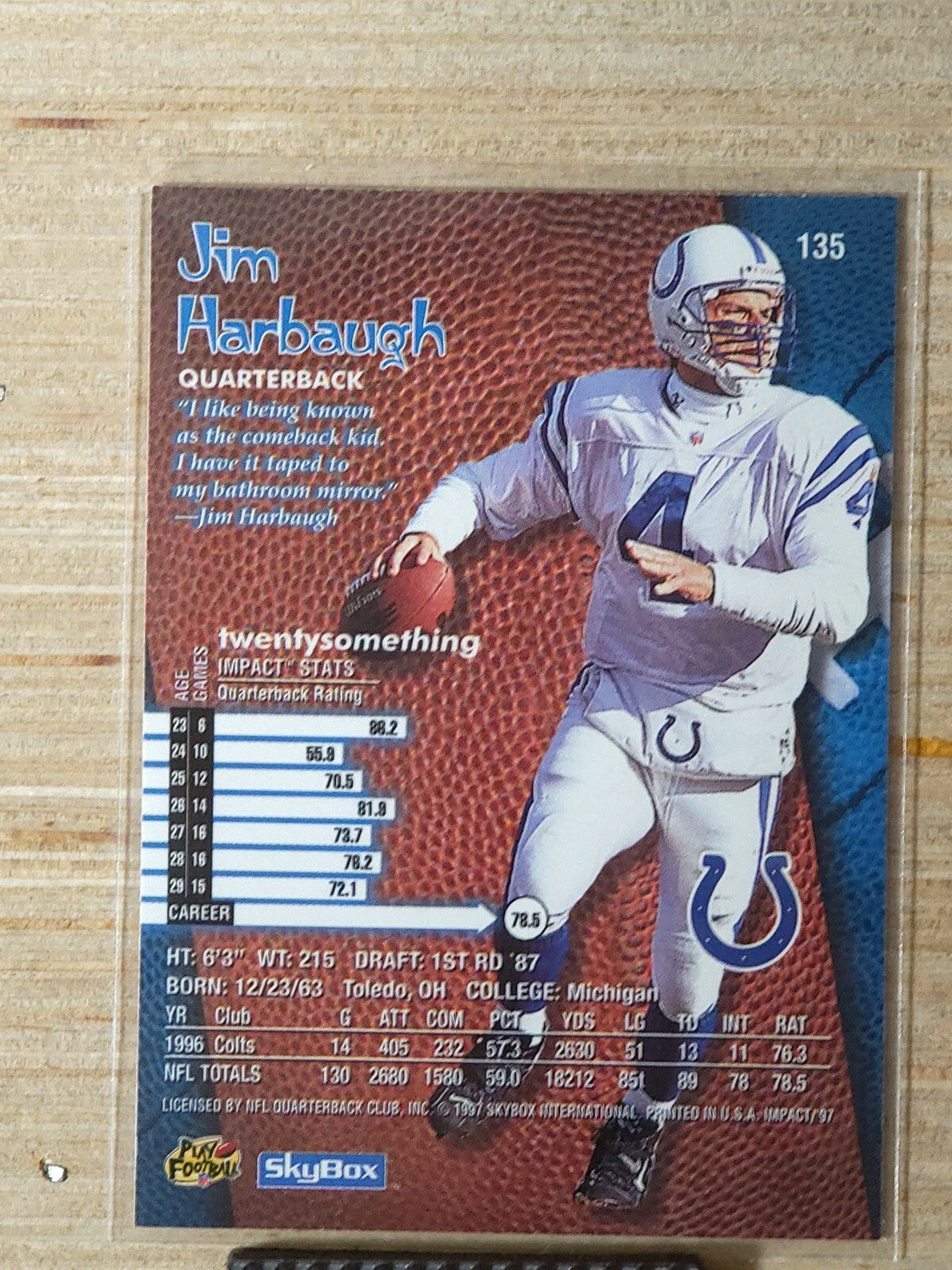 1997 Skybox Impact - Jim Harbaugh #135