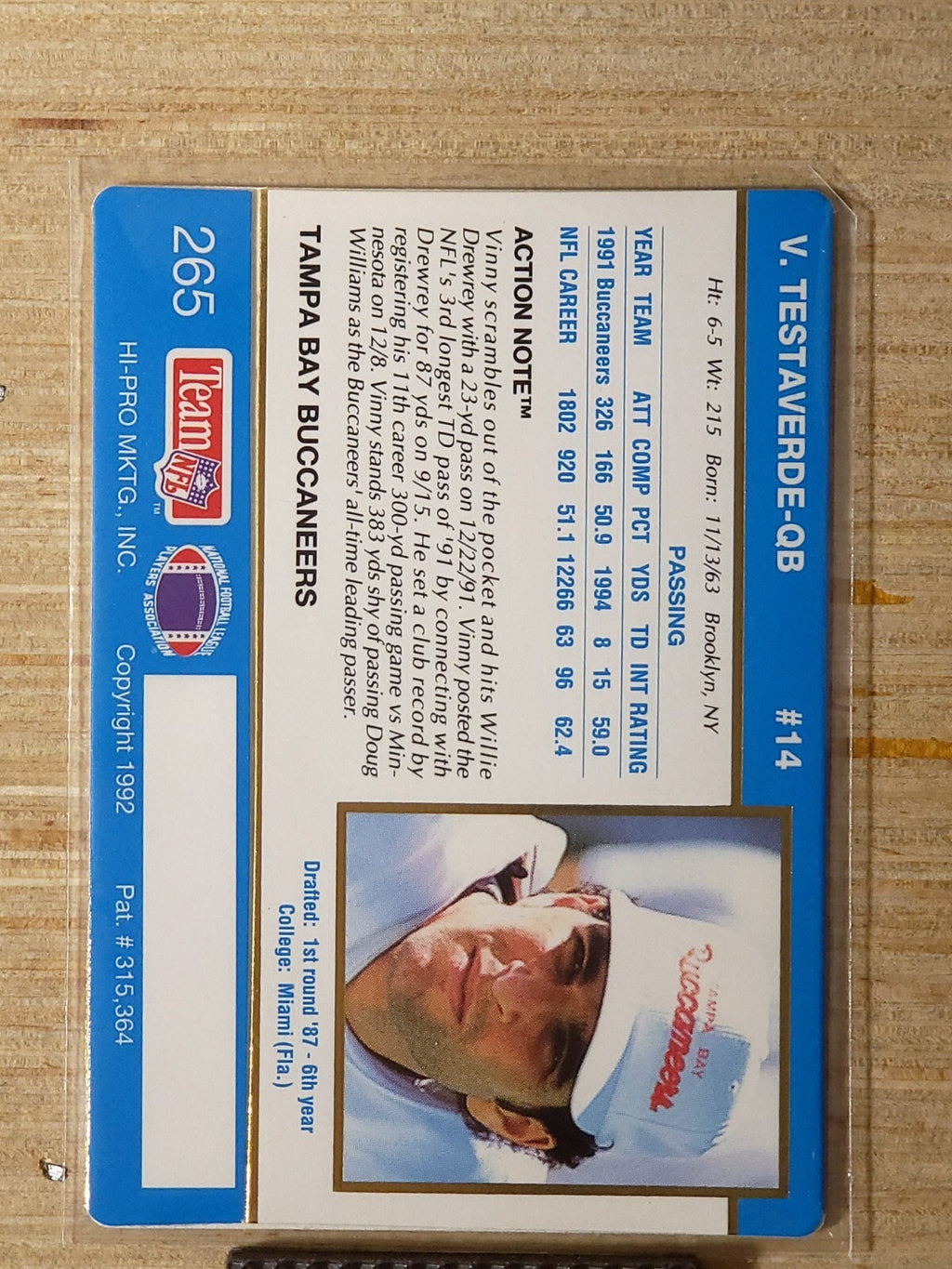 1992 Action Packed - Vinny Testaverde #265