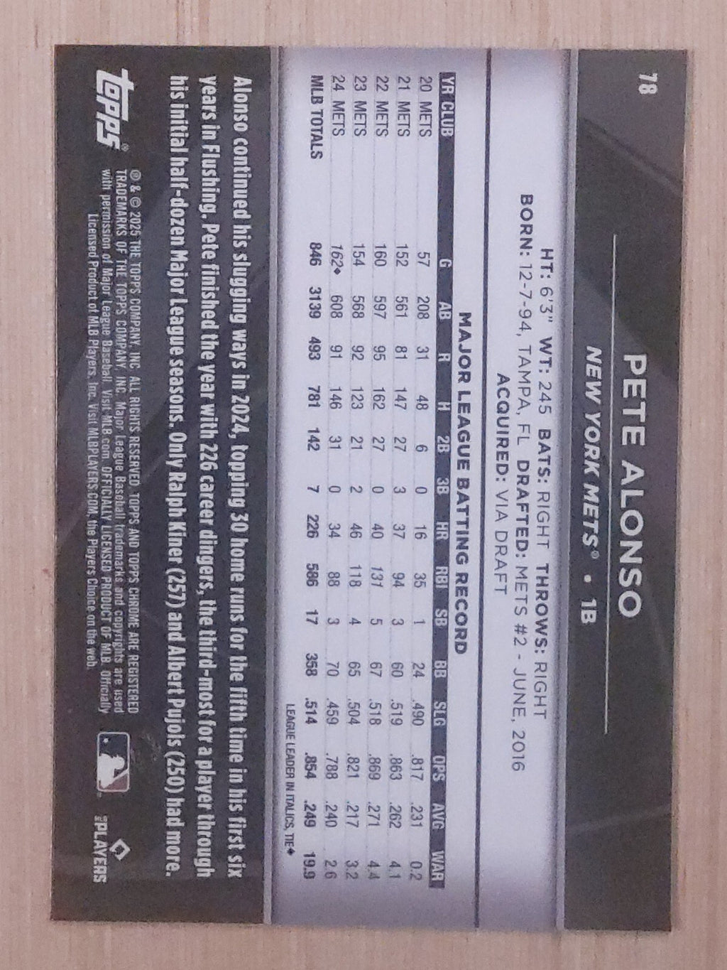 2025 Topps Chrome Black - Pete Alonso #78