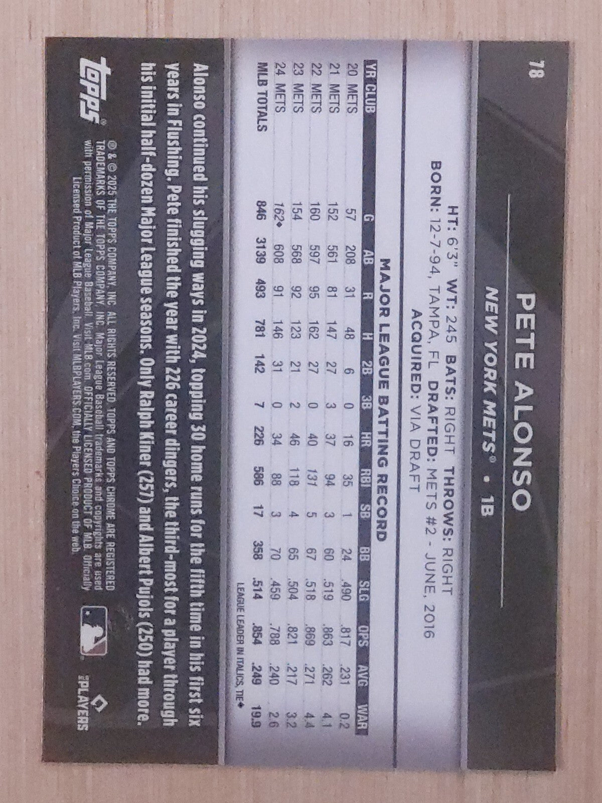 2025 Topps Chrome Black - Pete Alonso #78