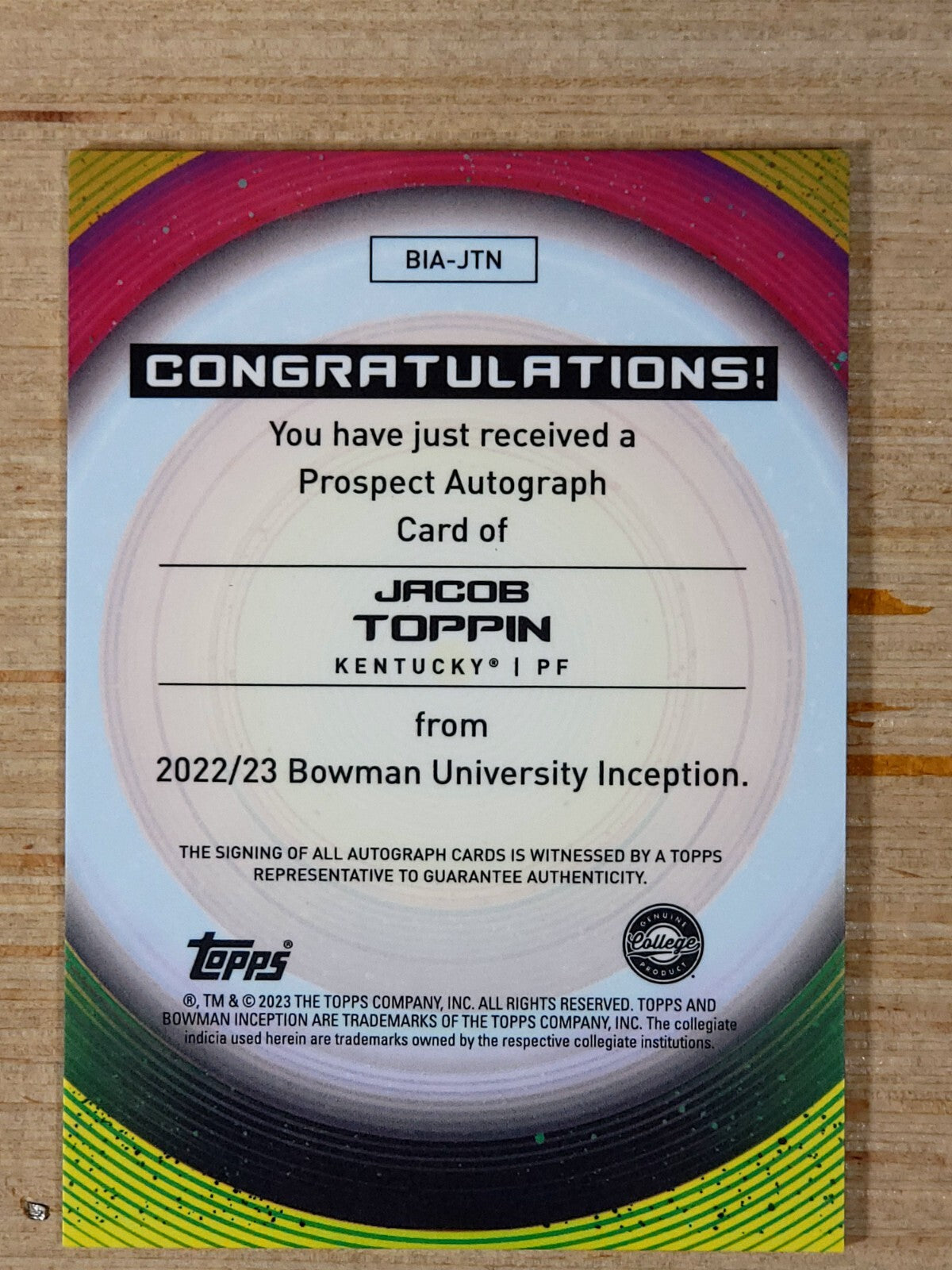 2022-23 Bowman Inception University - Autographs Jacob Toppin #BIA-JTN Magenta