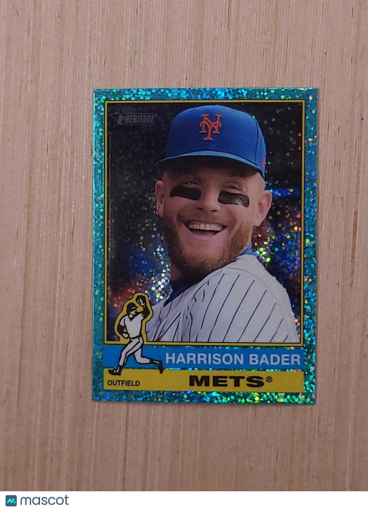 2025 Topps Heritage - Harrison Bader #189 Chrome Light Blue Sparkle Refractor
