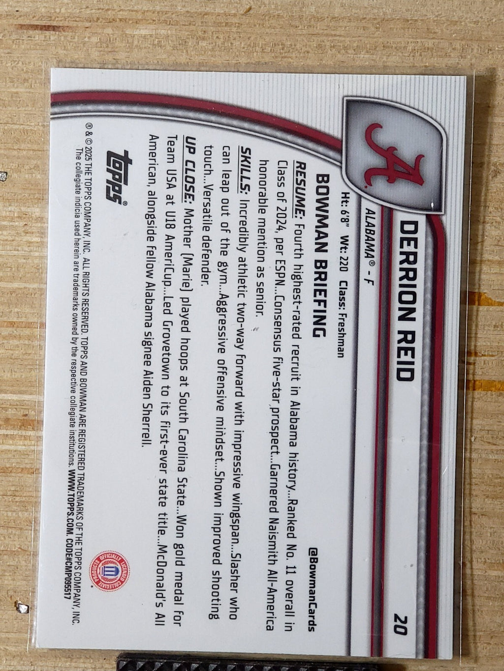 2024-25 Bowman U Chrome Derrion Reid #20 Black Wave
