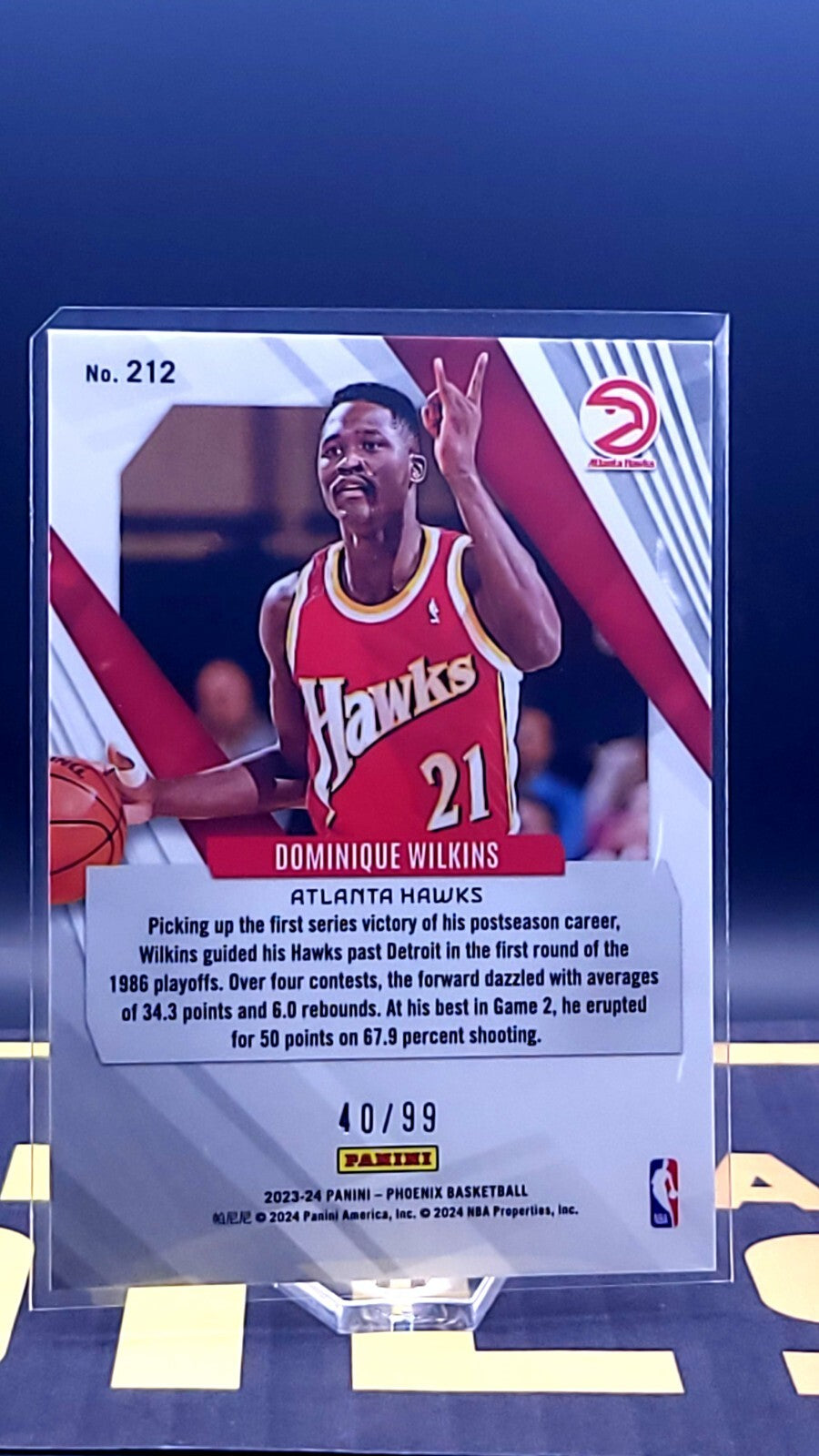 Dominique Wilkins Atlanta Hawks #212 2023-24 Phoenix Orange 40/99