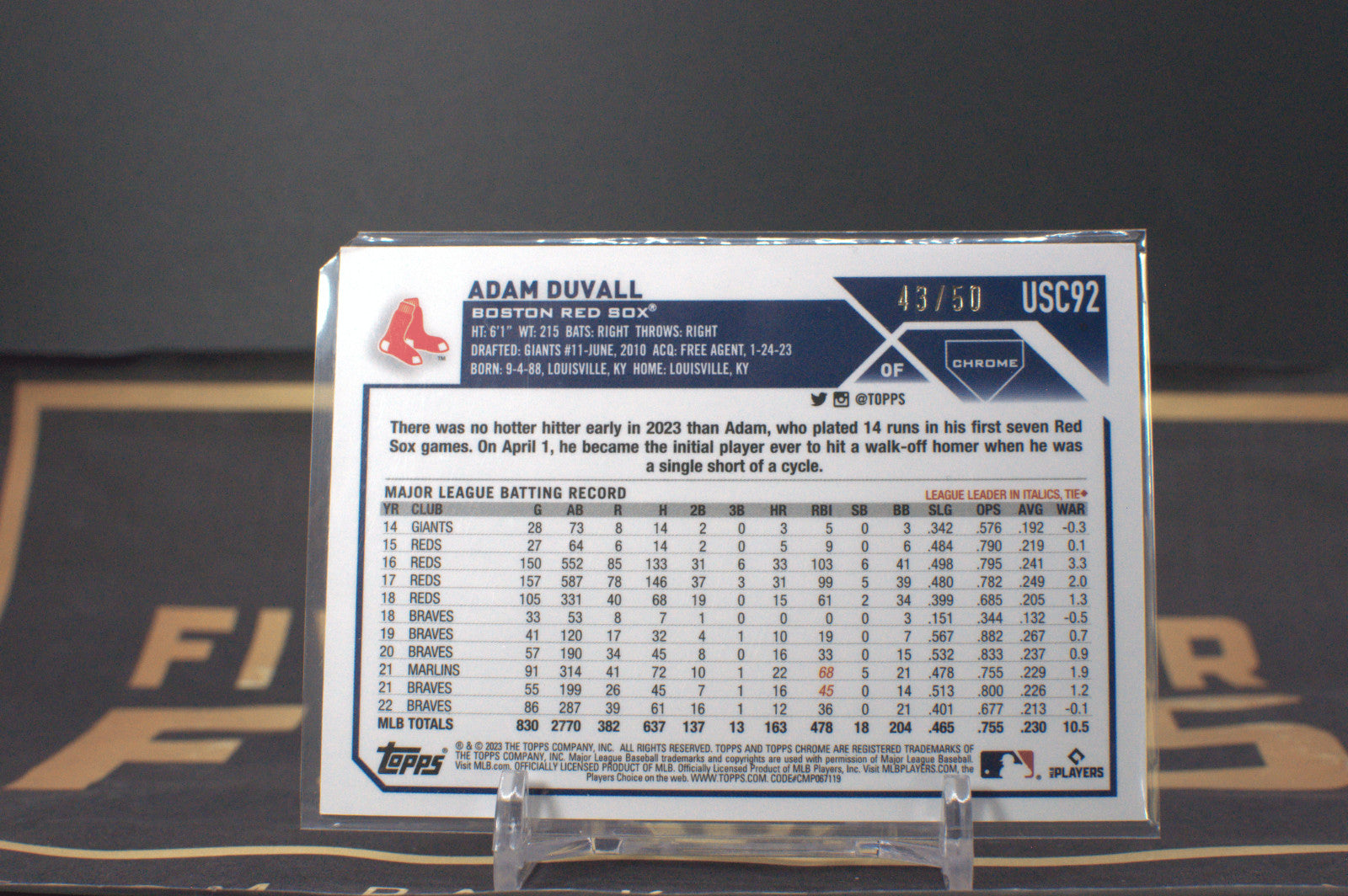 2023 Topps Chrome Update Adam Duvall [Gold Speckle] #USC92 43/50 **Free Shipping