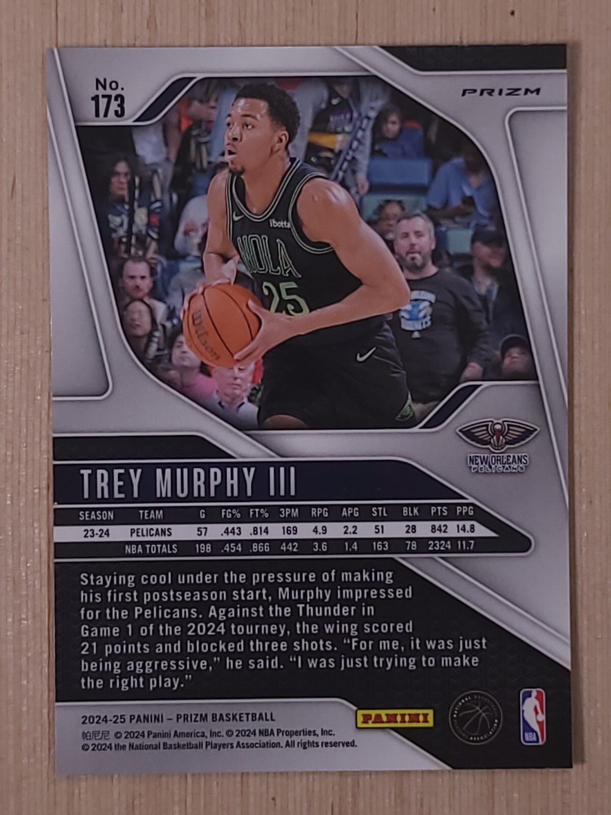2024-25 Panini Prizm - Trey Murphy III #173 Green Prizm