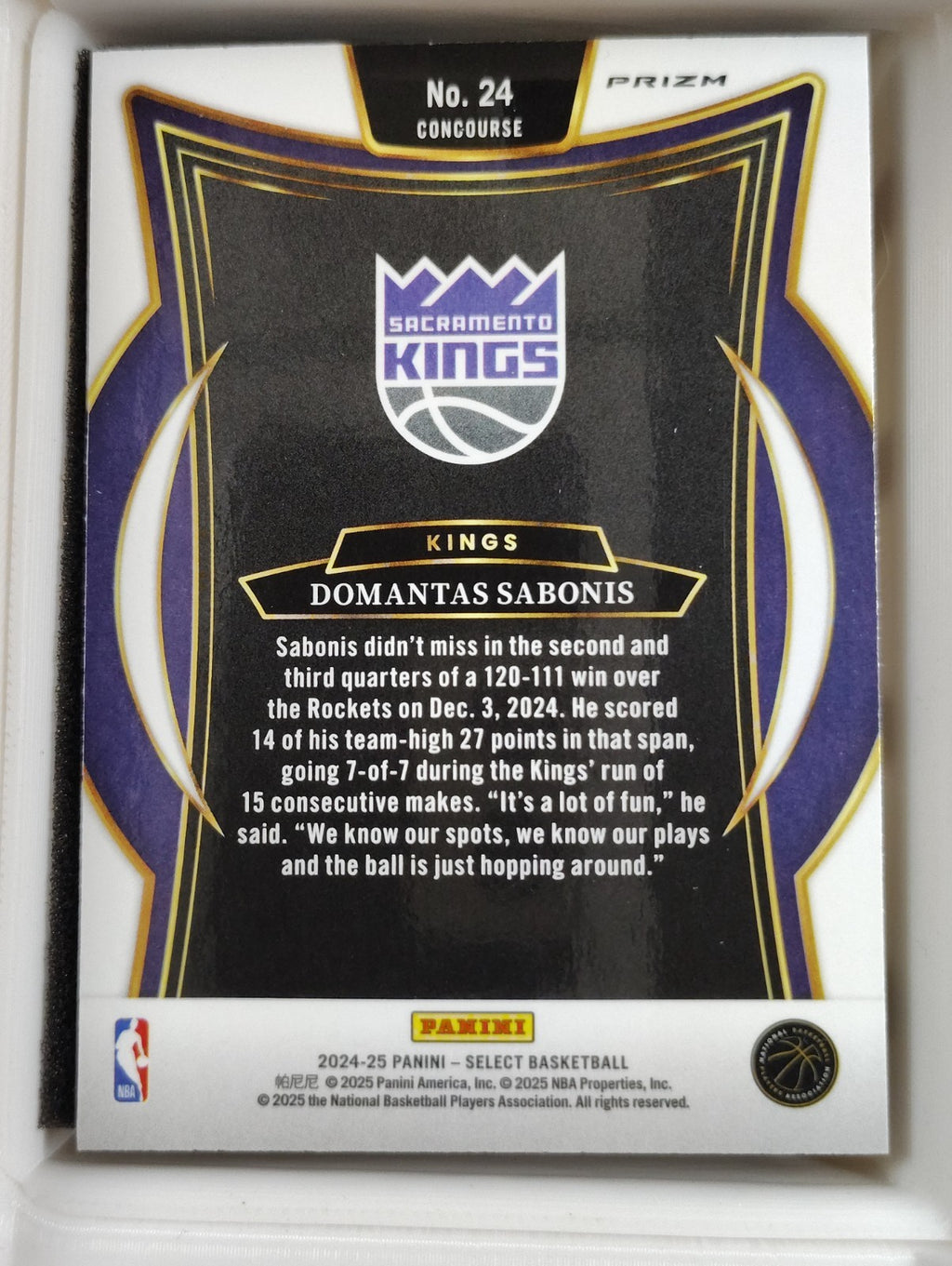 2024-25 Panini Select - Concourse Domantas Sabonis #24 Green Mojo