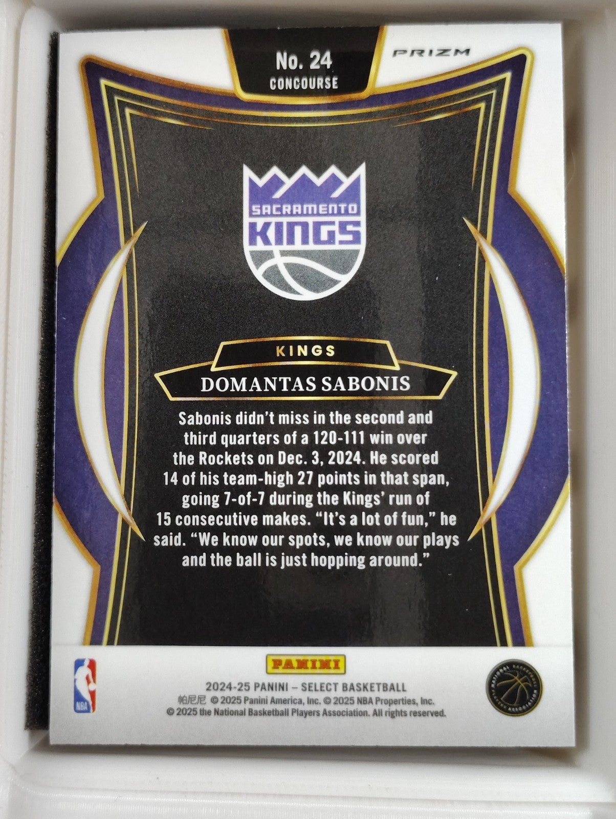 2024-25 Panini Select - Concourse Domantas Sabonis #24 Green Mojo