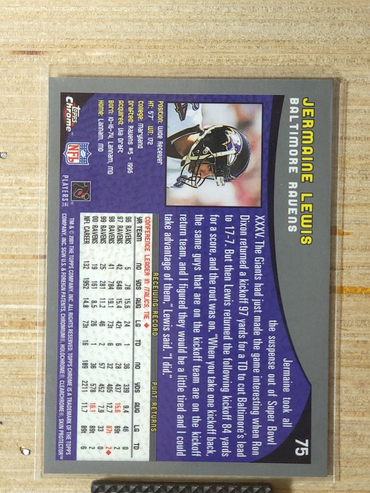 2001 Topps Chrome - Jermaine Lewis #75