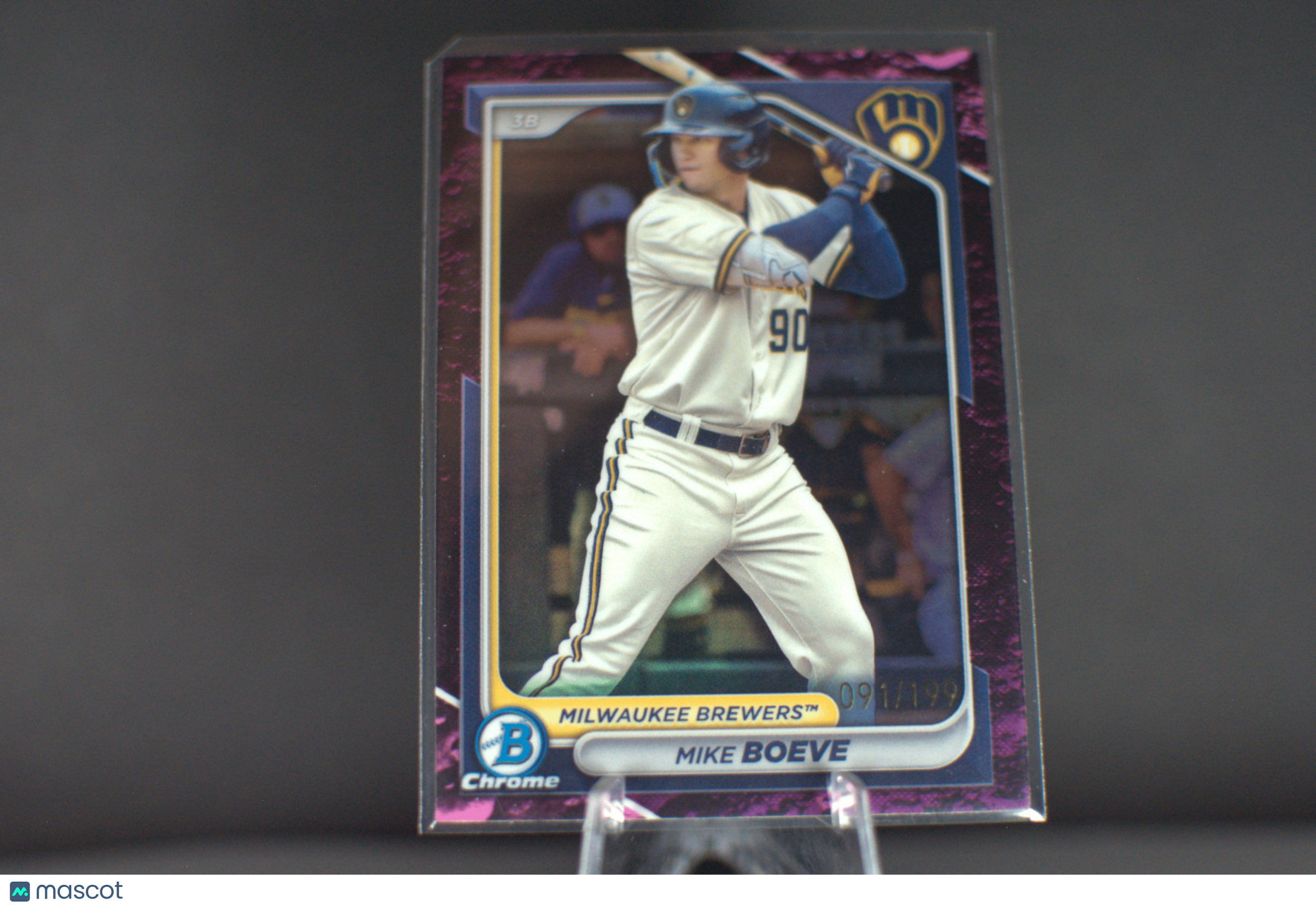 2024 Bowman Chrome MIKE BOEVE Fuchsia Lunar Refractor #BCP-138 Brewers 091/199