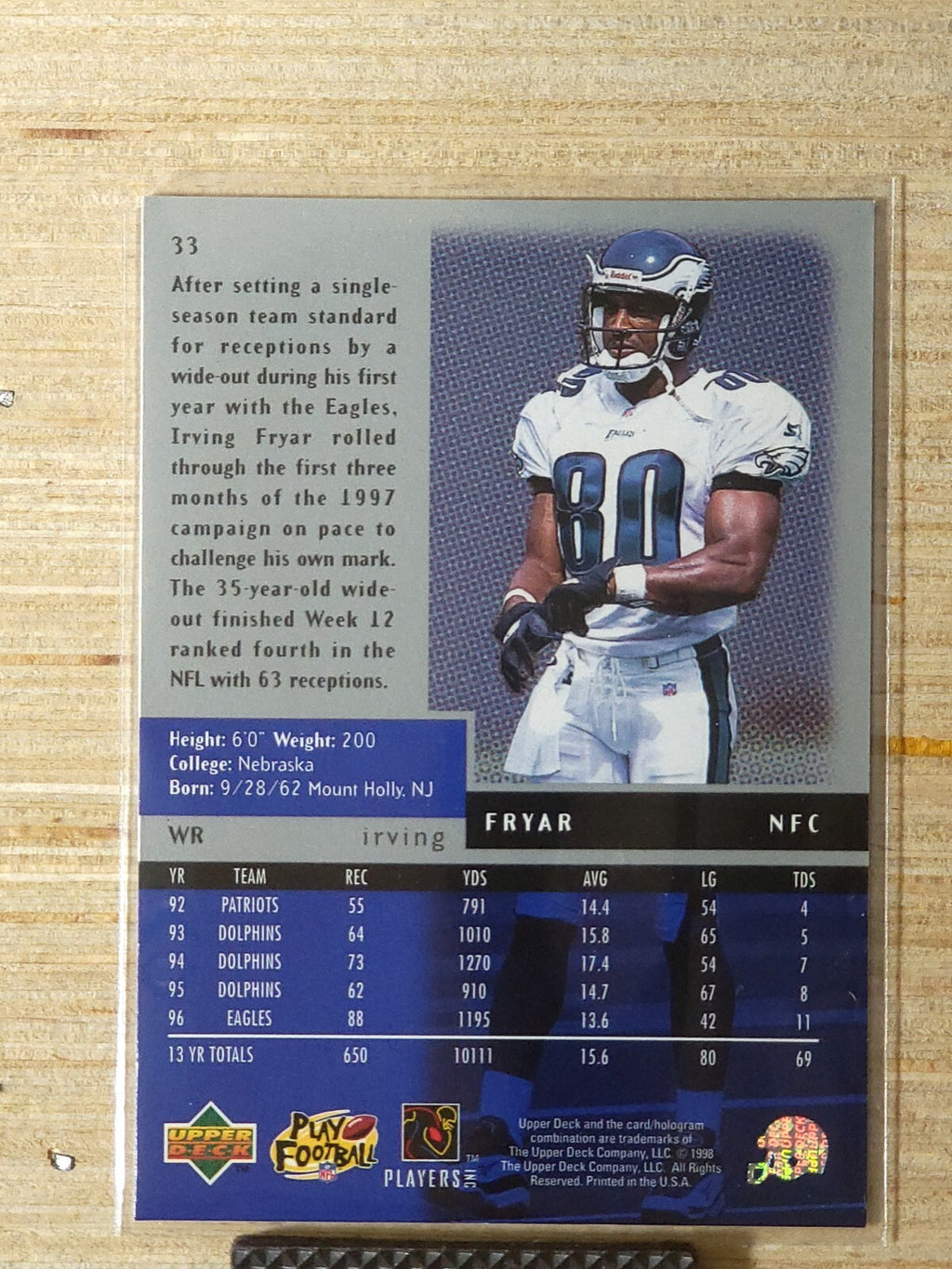 1998 Upper Deck Black Diamond - Irving Fryar #33