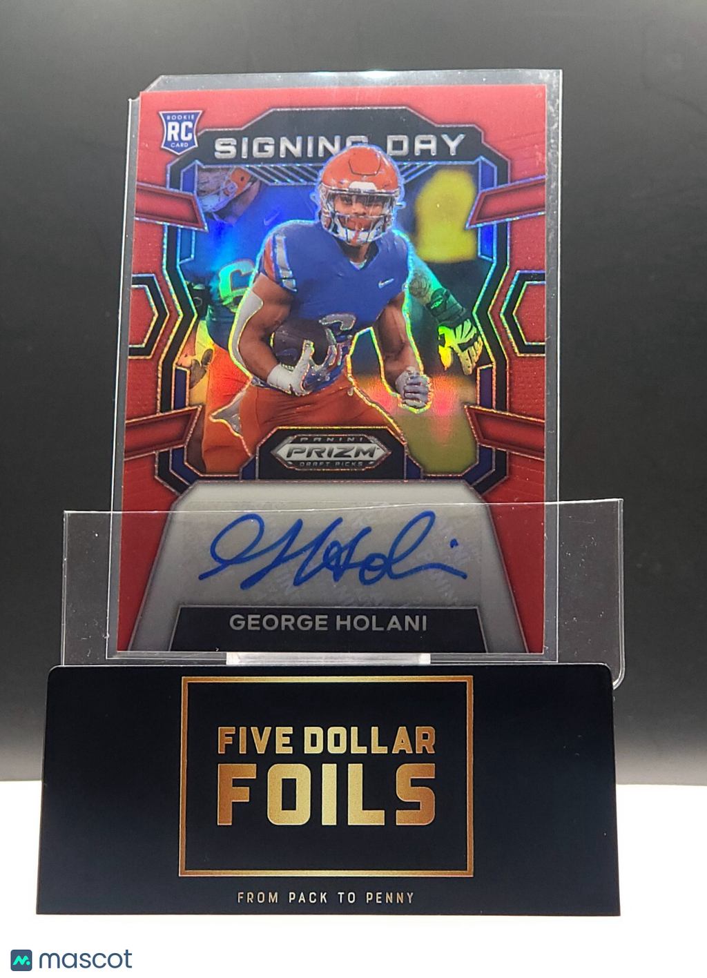 2024 Panini Prizm Draft Picks Signing Day #SD-GHI George Holani Red 124/199 Auto