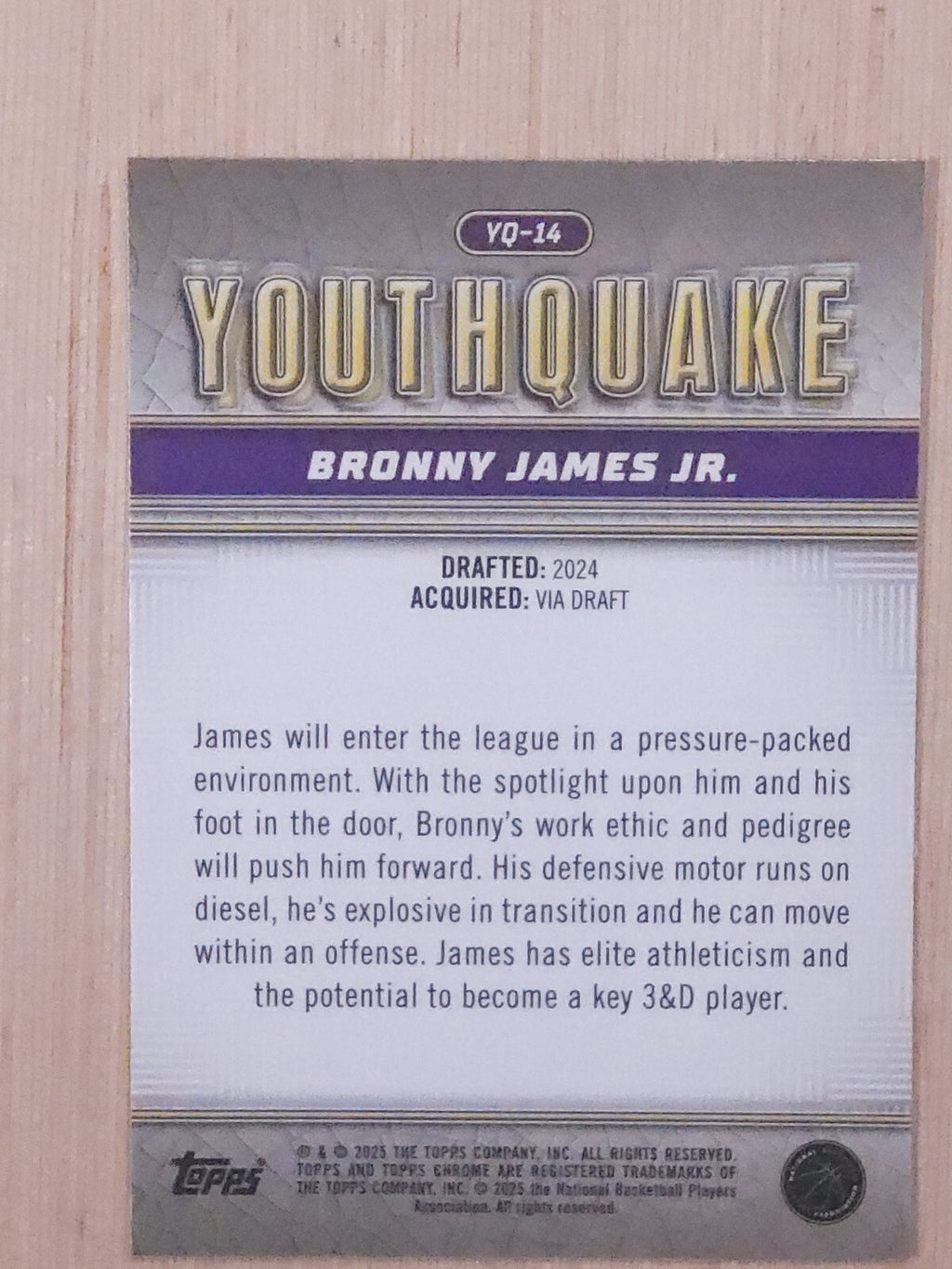 2024-25 Topps Chrome #YQ-14 Youthquake Bronny James Jr.