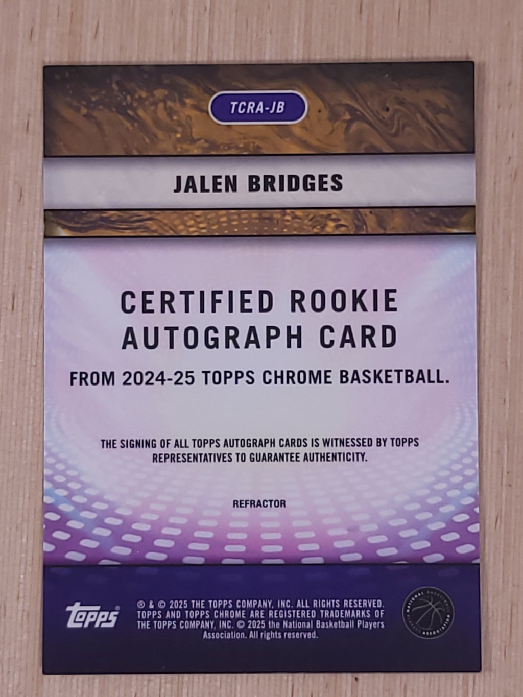 2024-25 Topps Chrome Auto #TCRA-JB Jalen Bridges  Refractor