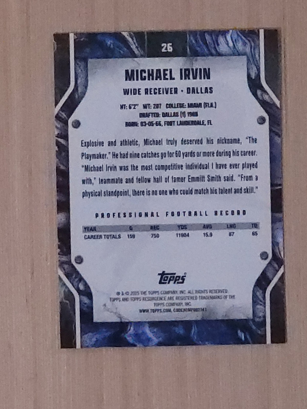 2025 Topps Resurgence 26 Michael Irvin Blue Circles