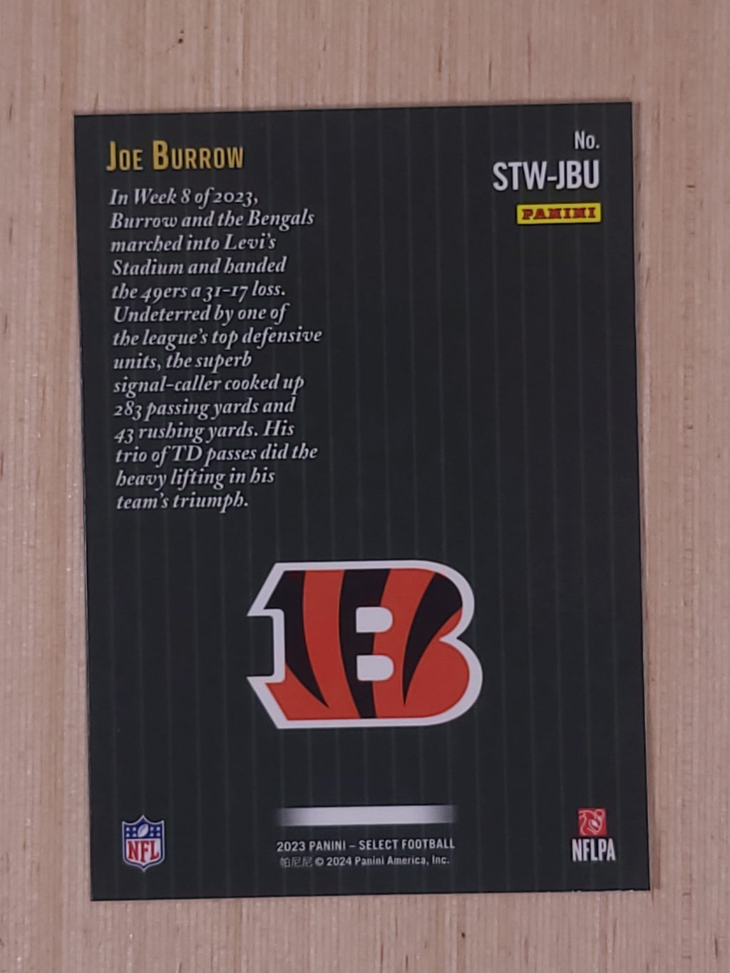 2023 Panini Select - Score Select Throwback Joe Burrow #STW-JBU