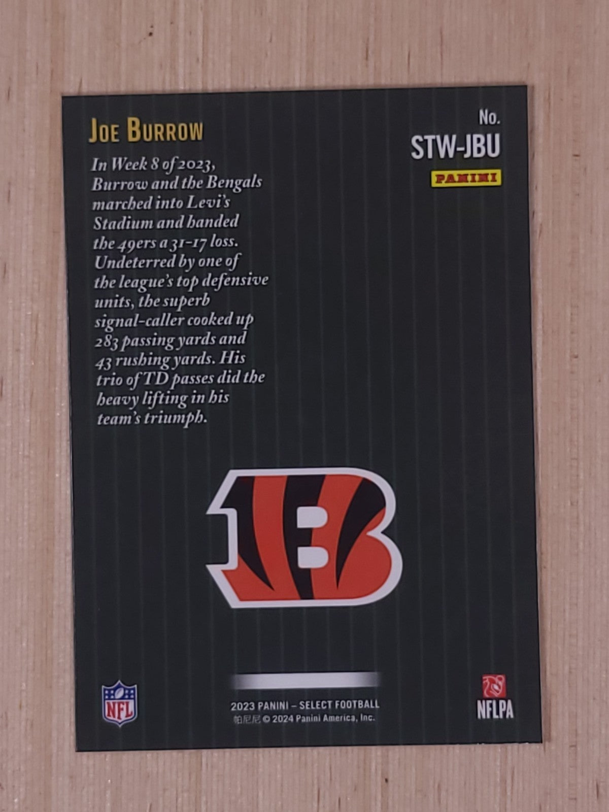 2023 Panini Select - Score Select Throwback Joe Burrow #STW-JBU