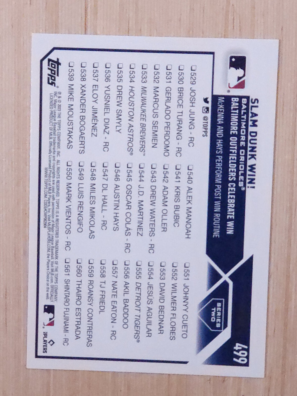 2023 Topps Series 2 - Checklist Austin Hays, Ryan McKenna #499 Gold /2023