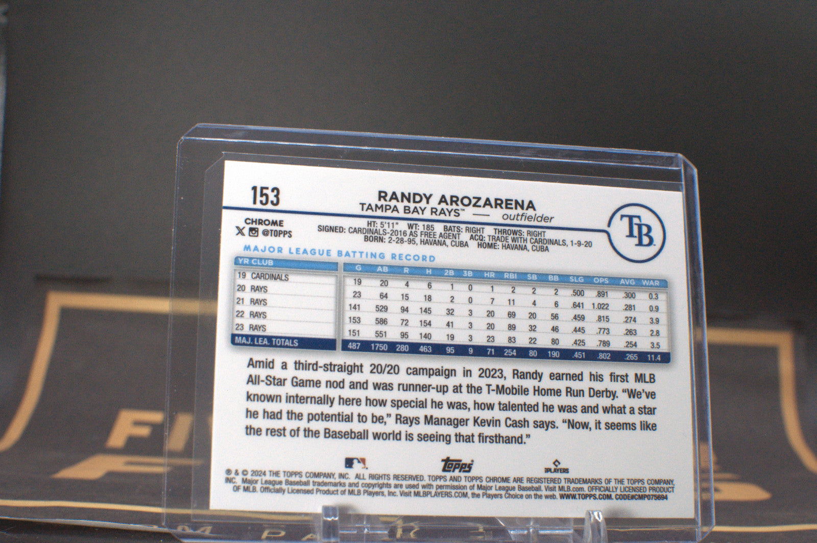 2024 Topps Chrome : Randy Arozarena [Pink Refractor] #153 **Free Shipping @ $10+