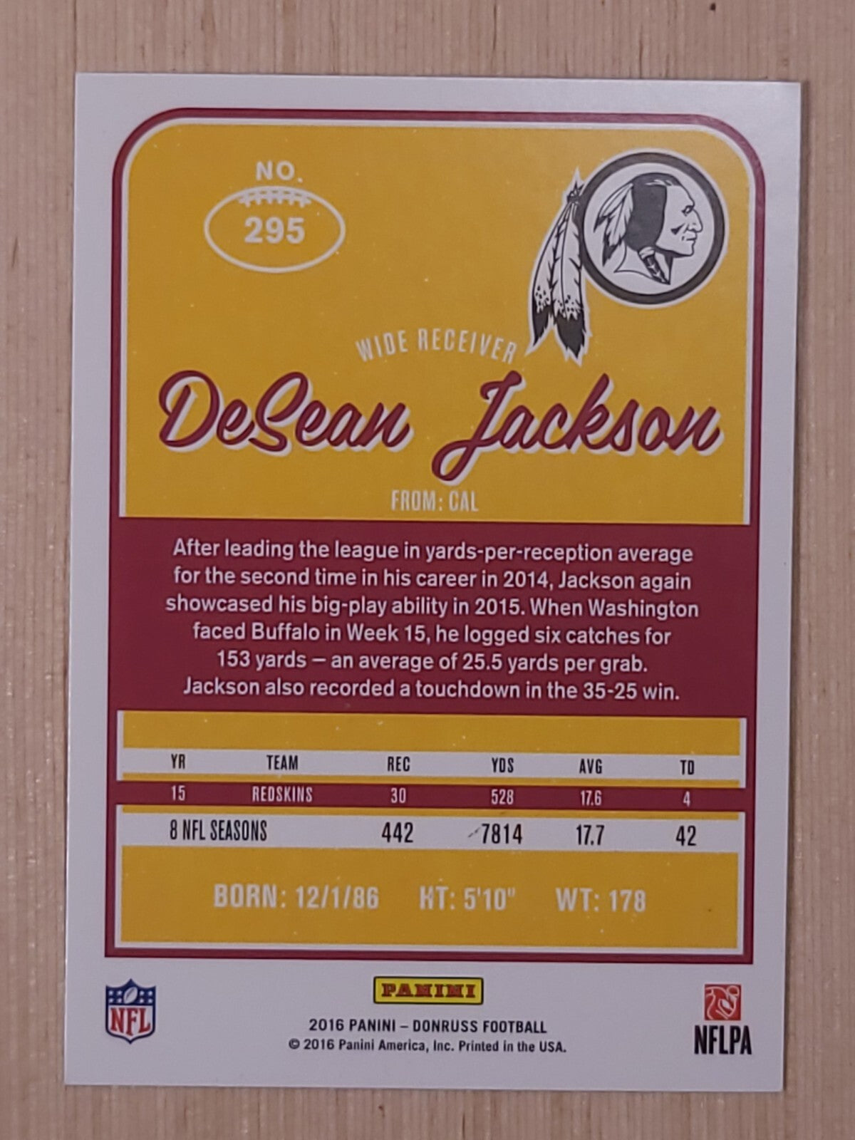 2016 Donruss Football #295 DeSean Jackson