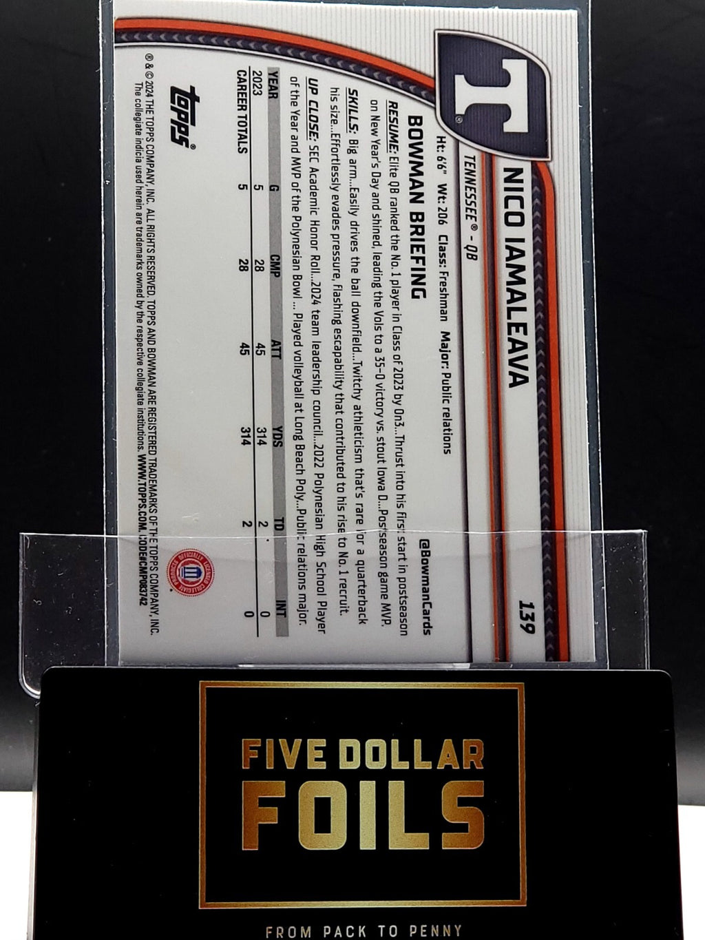 2024 Bowman University Chrome - #139 Nico Iamaleava (RC)