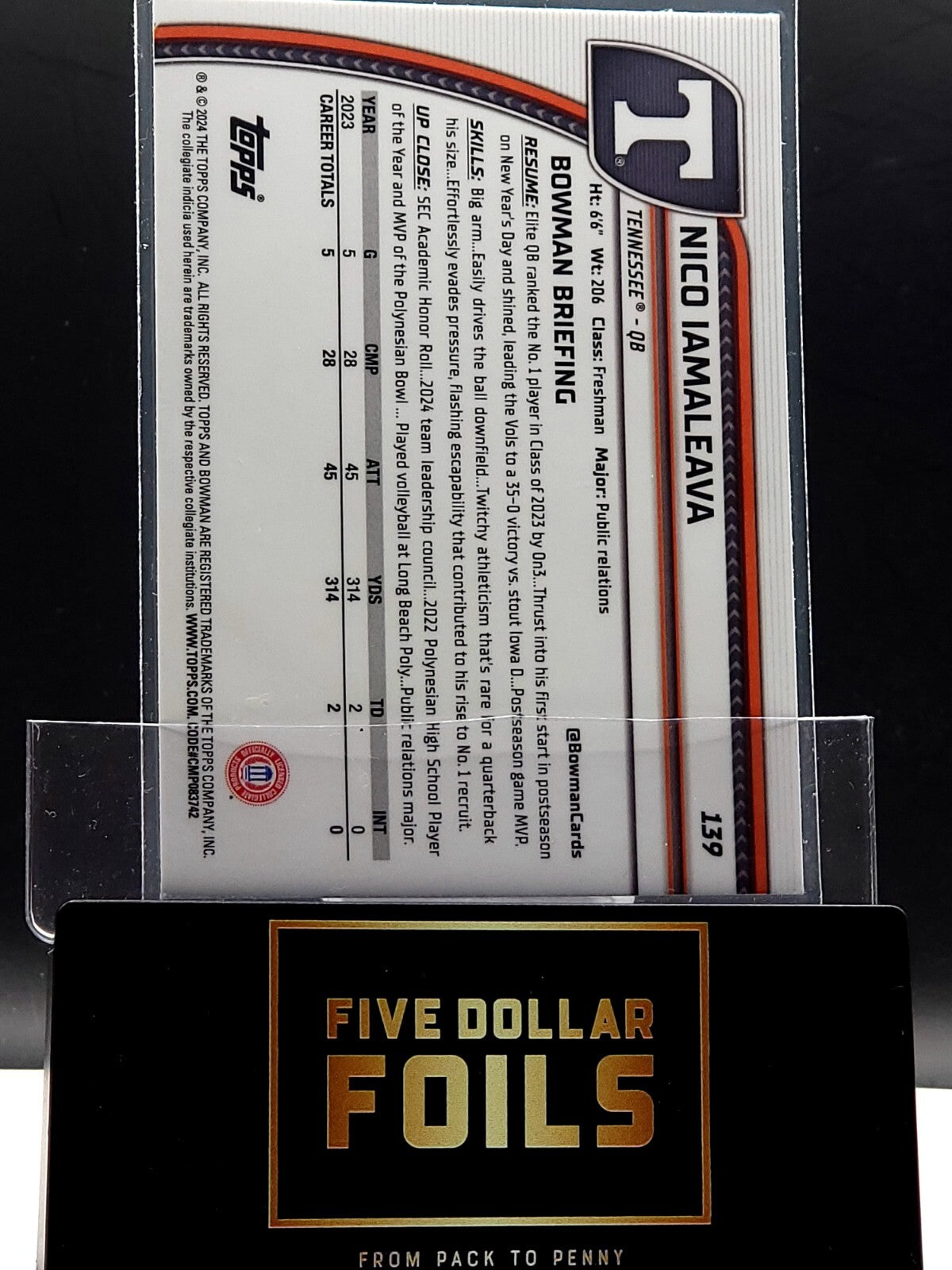 2024 Bowman University Chrome - #139 Nico Iamaleava (RC)