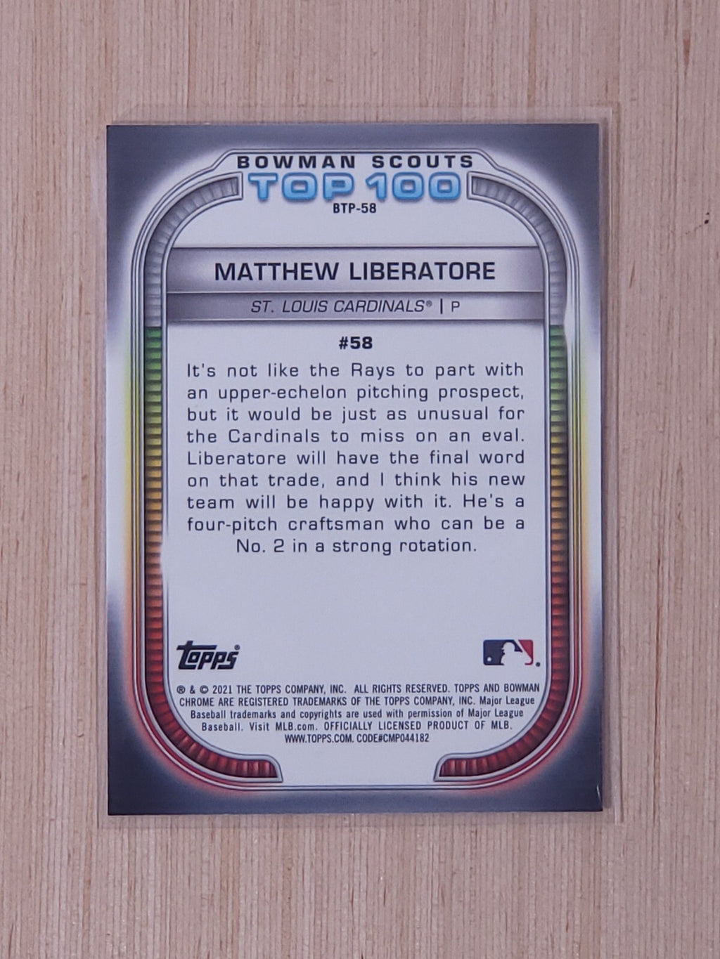 2021 Bowman - Bowman Scouts Top 100 Matthew Liberatore #BTP-58 (RC)
