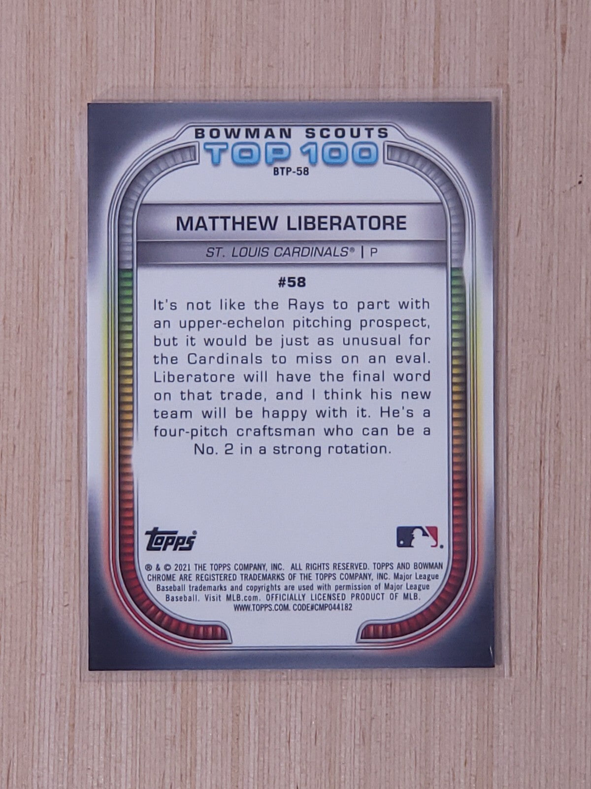 2021 Bowman - Bowman Scouts Top 100 Matthew Liberatore #BTP-58 (RC)