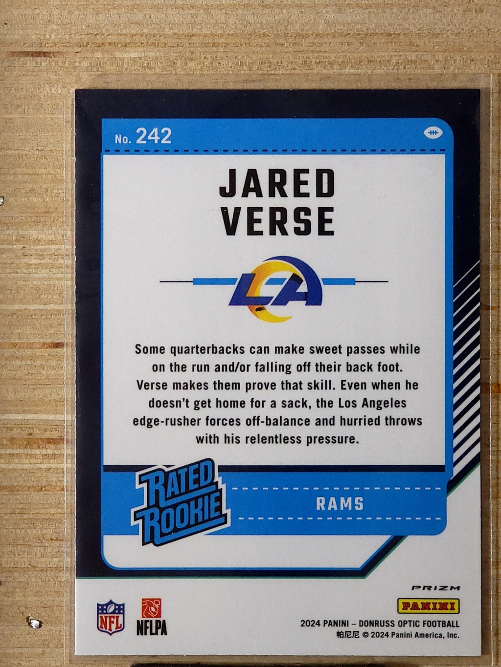2024 Panini Donruss - Rated Rookie Jared Verse #242 Optic Pink Prizm