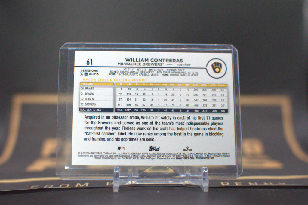 WILLIAM CONTRERAS - 2024 Topps S1 SP Borderless Card - Brewers