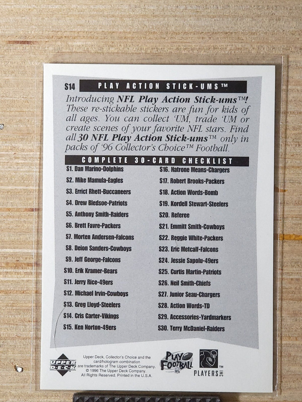 1996 Upper Deck Collector's Choice - Stick-Ums Cris Carter #S14