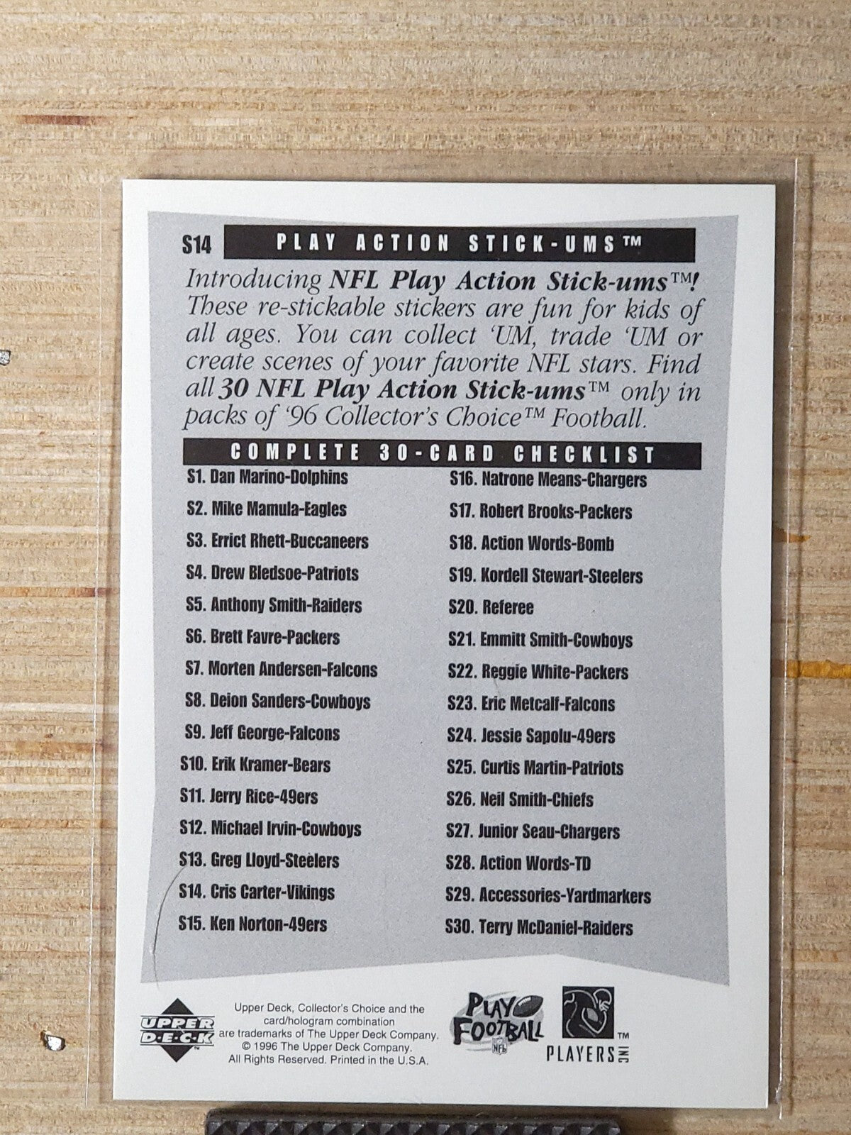 1996 Upper Deck Collector's Choice - Stick-Ums Cris Carter #S14