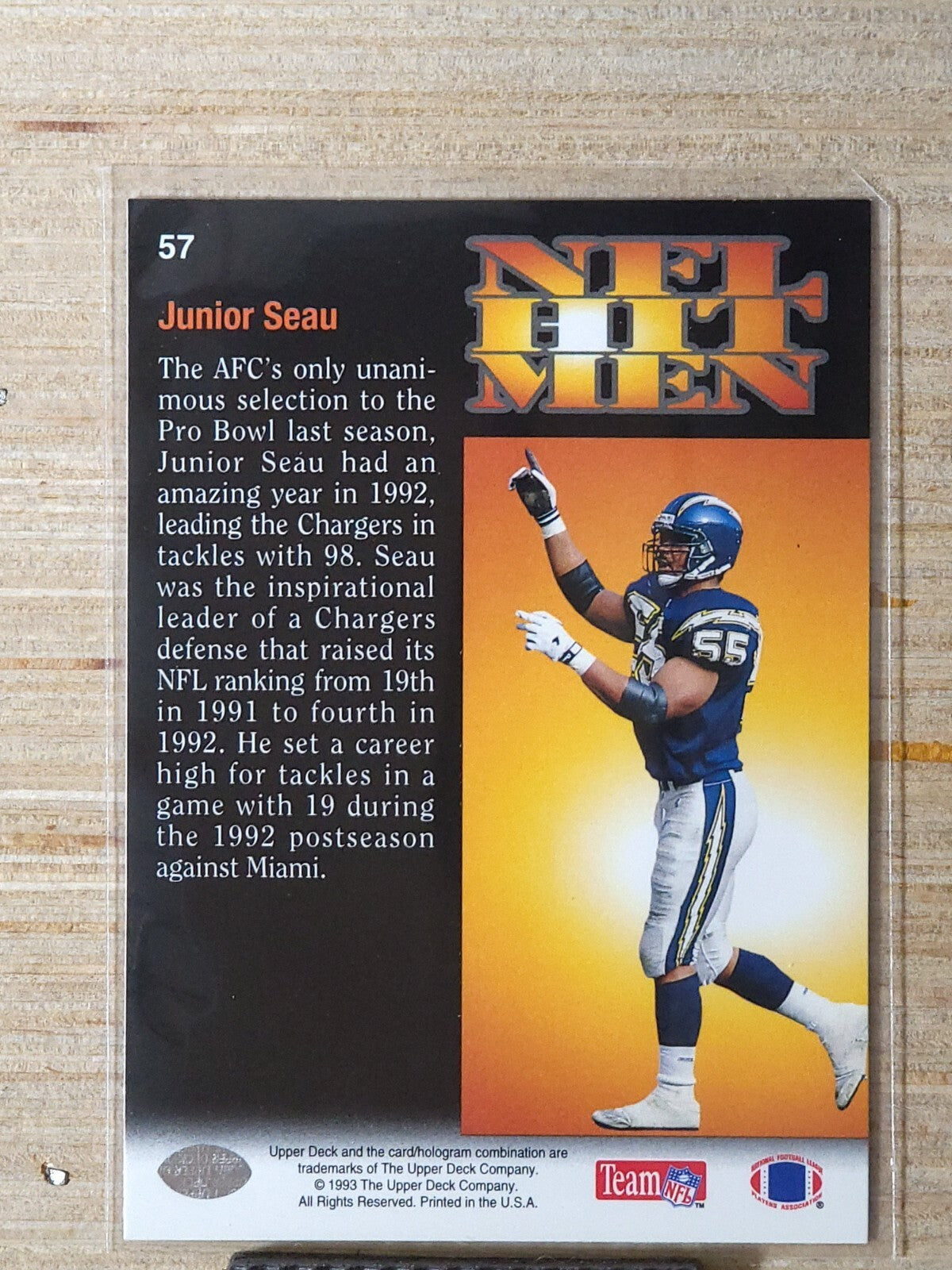 1993 Upper Deck - NFL Hitmen Junior Seau #57