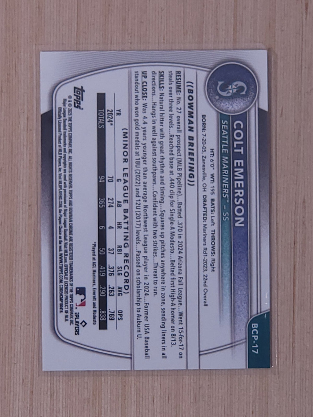 2025 Bowman BCP-17 Colt Emerson Reptile