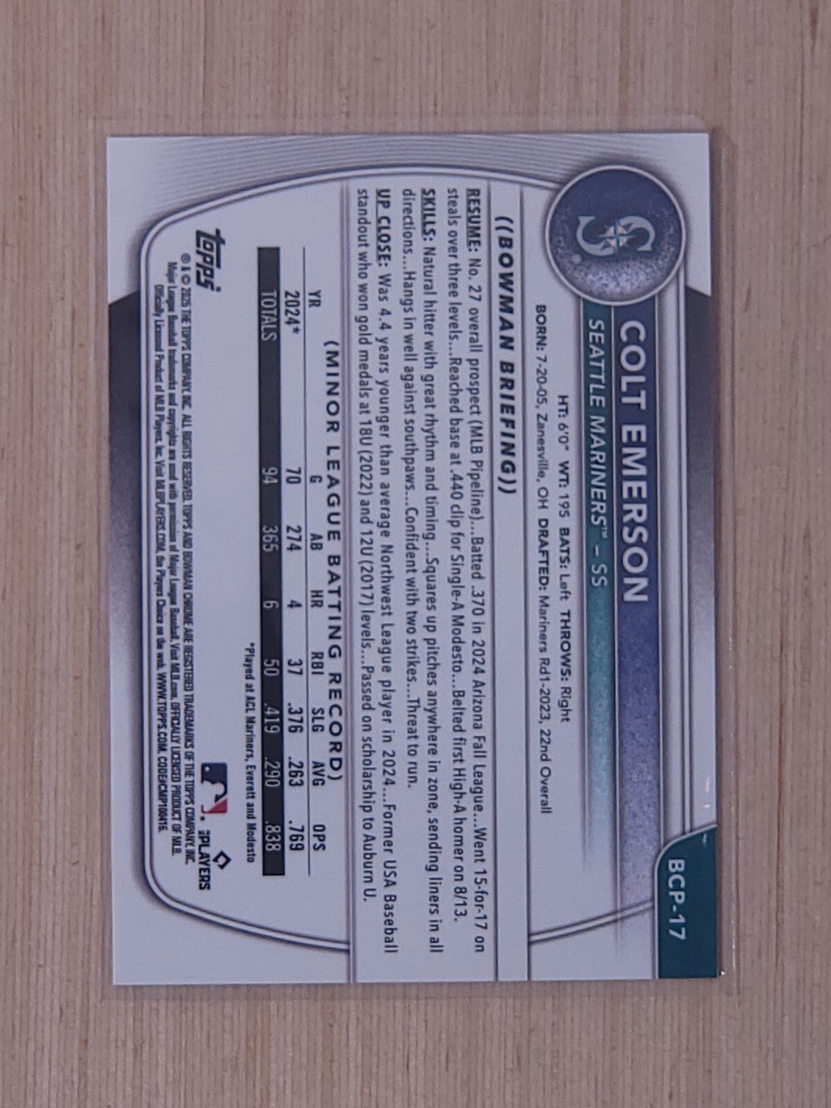 2025 Bowman BCP-17 Colt Emerson Reptile