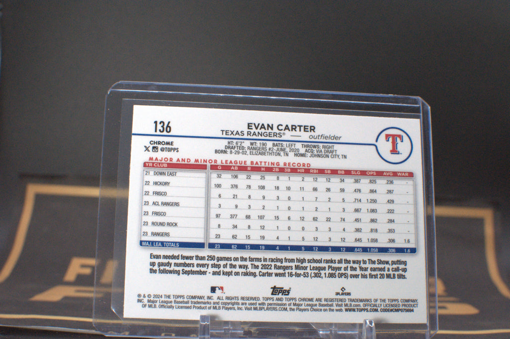 2024 Topps Chrome: Evan Carter [Refractor] #136 **Free Shipping @ $10+**