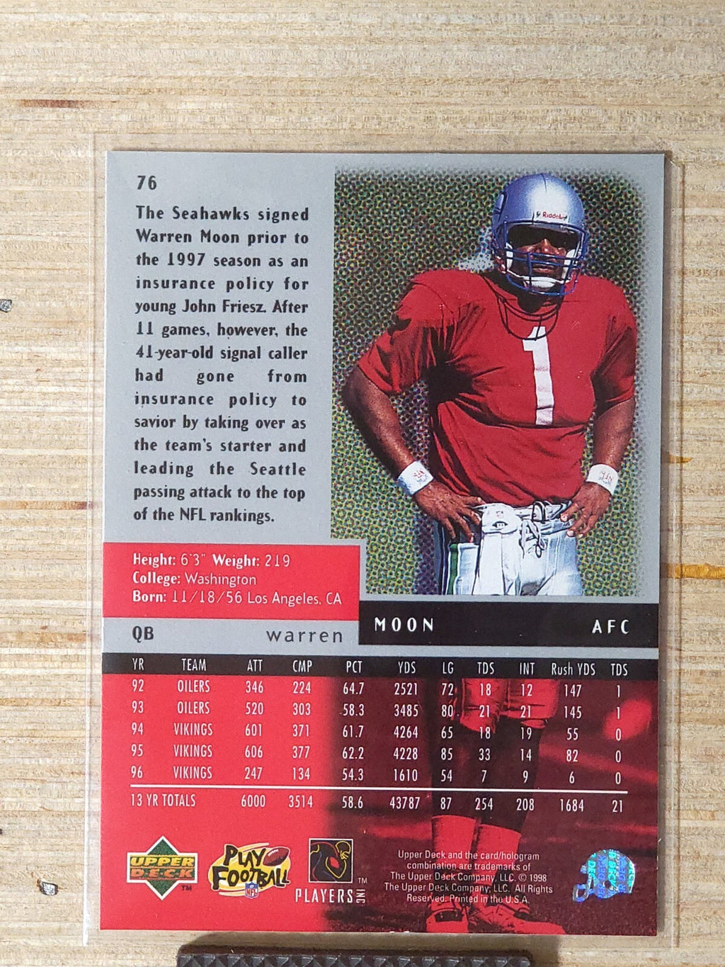 1998 Upper Deck Black Diamond Football Warren Moon #76