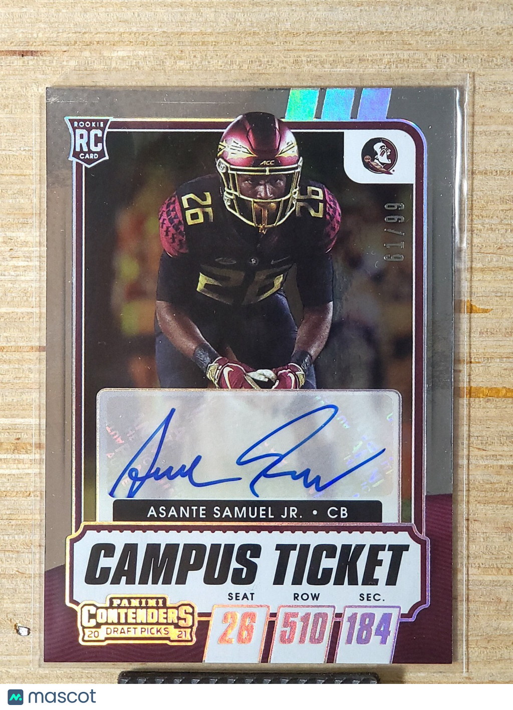 2021 Panini Contenders Asante Samuel Jr. AUTO 61/99 SILVER CAMPUS TICKET #282