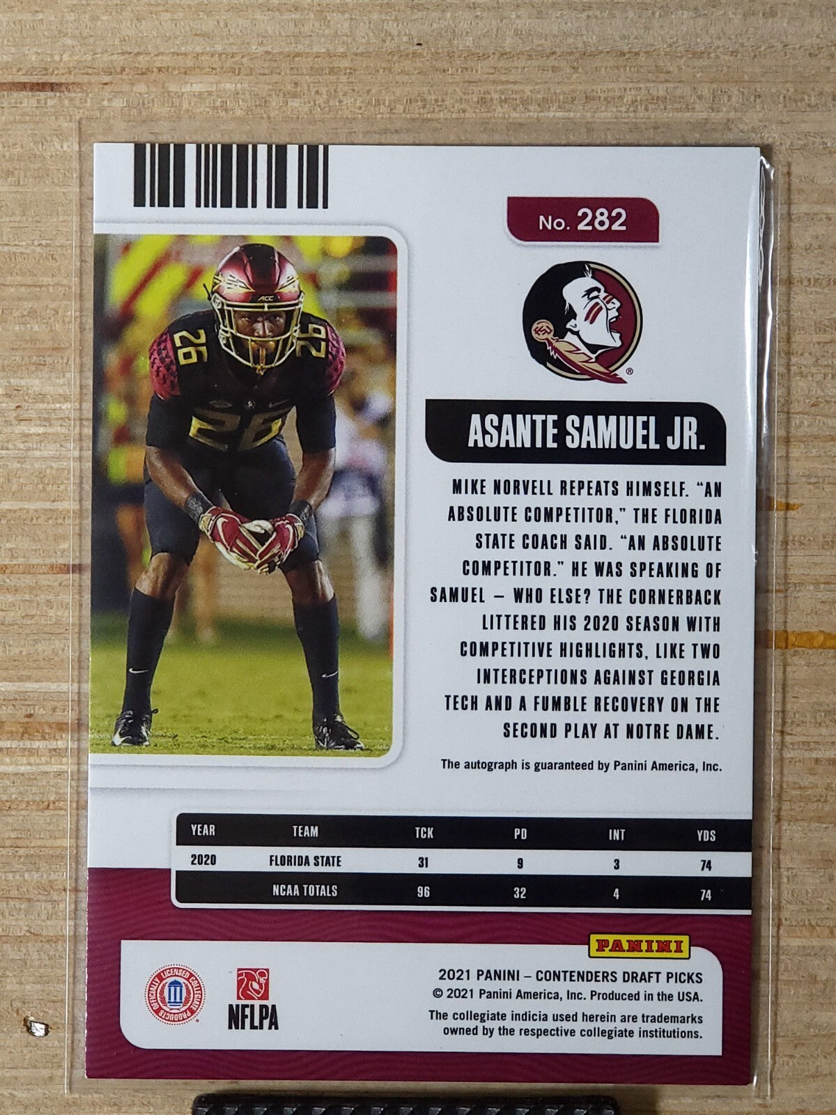 2021 Panini Contenders Asante Samuel Jr. AUTO 61/99 SILVER CAMPUS TICKET #282