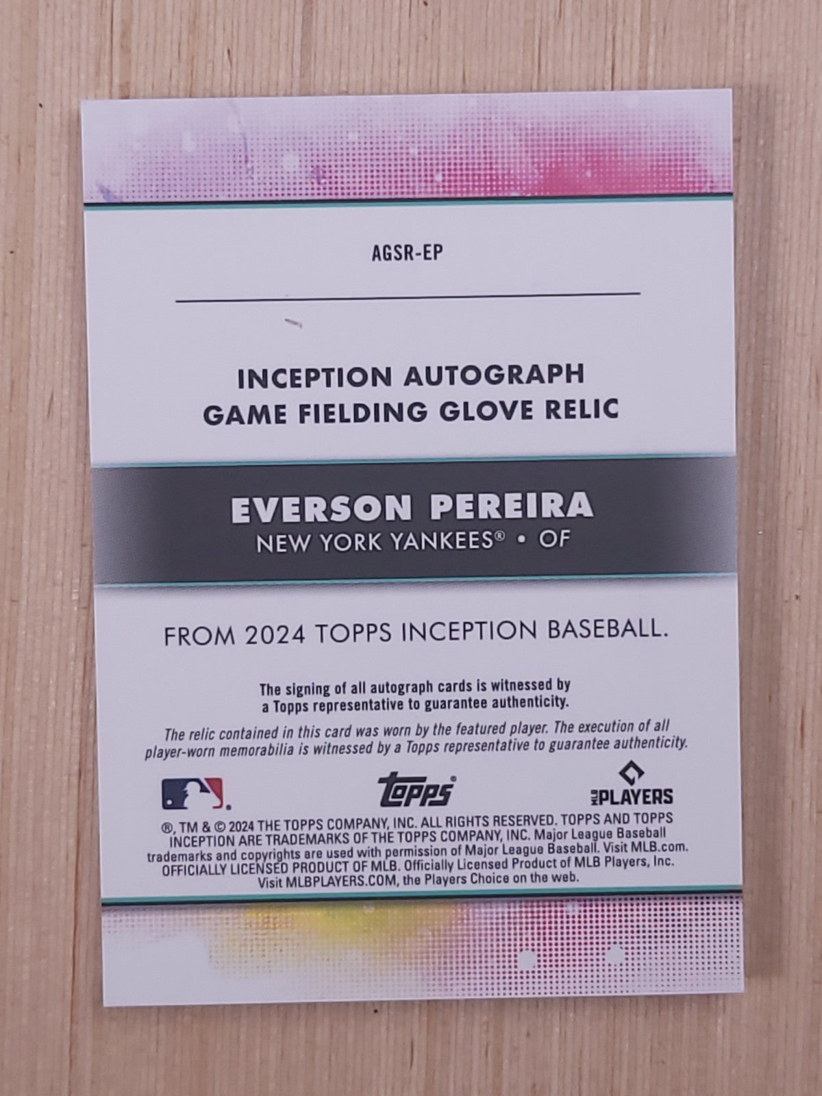 2024 Topps Inception - Auto Fielding Glove Relic Everson Pereira #AGSR-EP 19/25