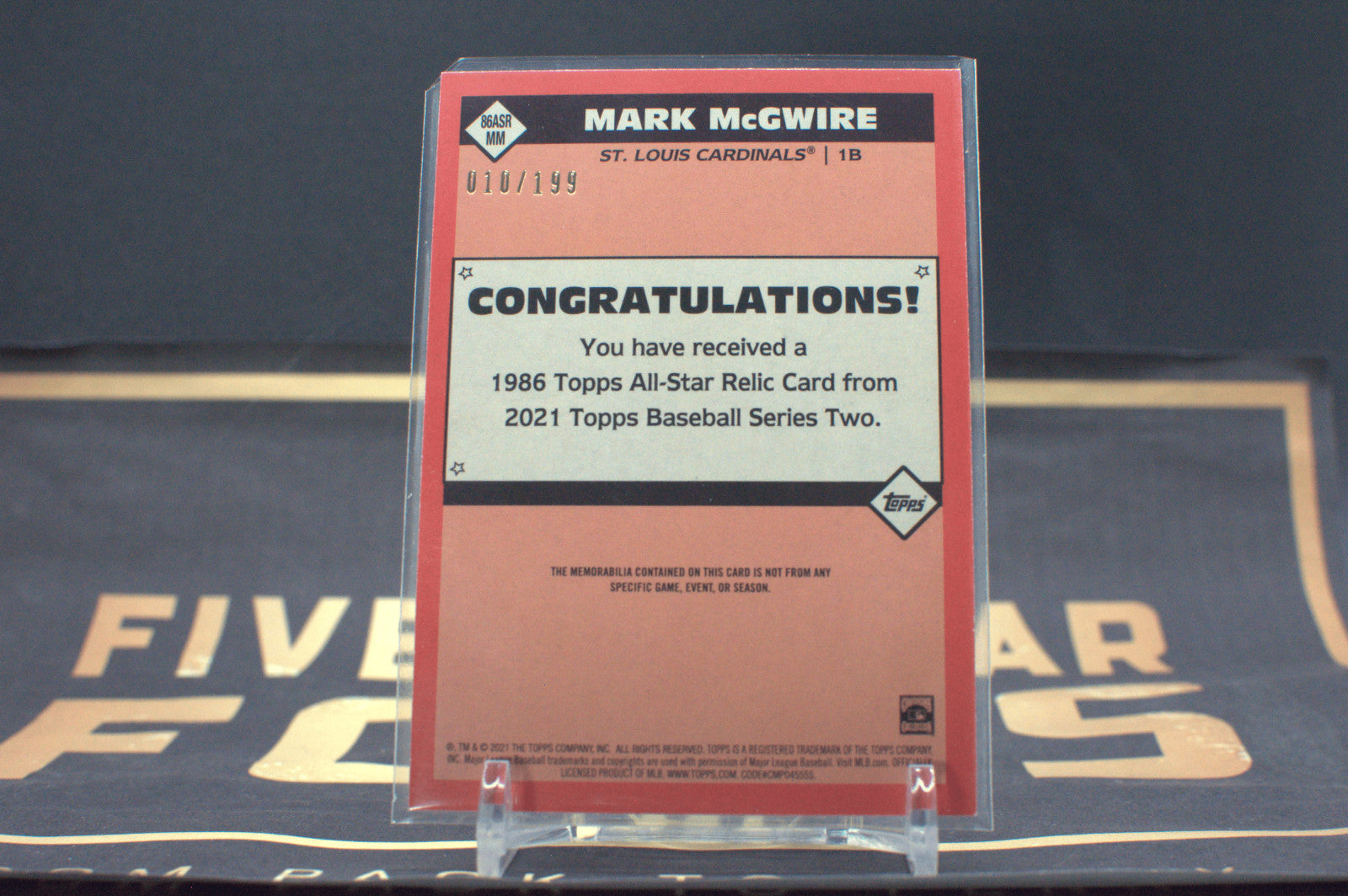 2021 Topps - 1986 Topps All-Star Baseball Relics #86ASRMM Mark McGwire (MEM)