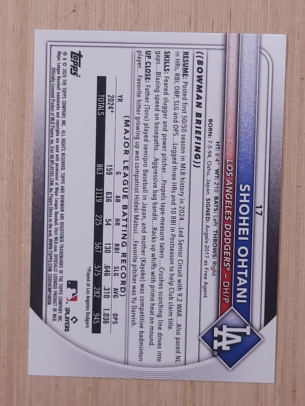 2025 Bowman - Shohei Ohtani #17