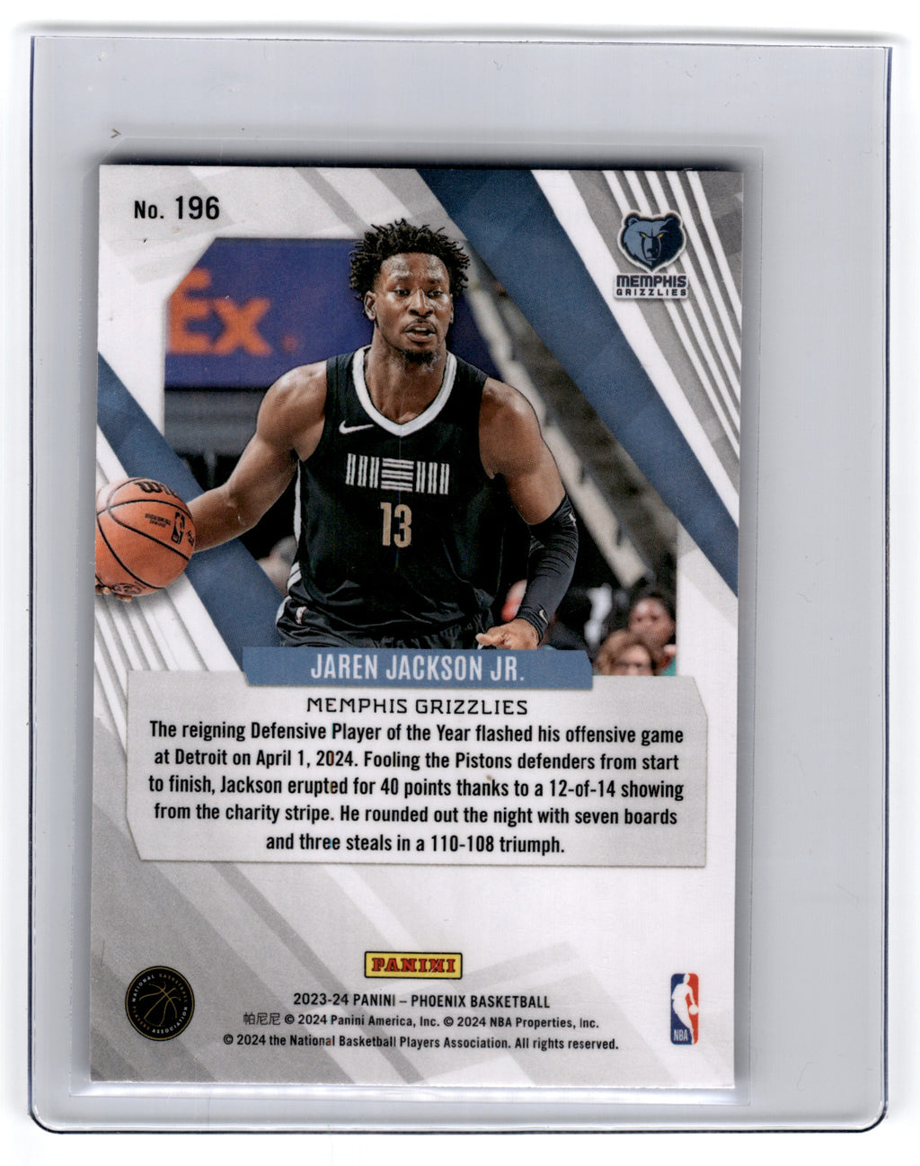 2023 Panini Phoenix Jaren Jackson Jr. [Blue Ice] #196 **Free Shipping @ $10+**